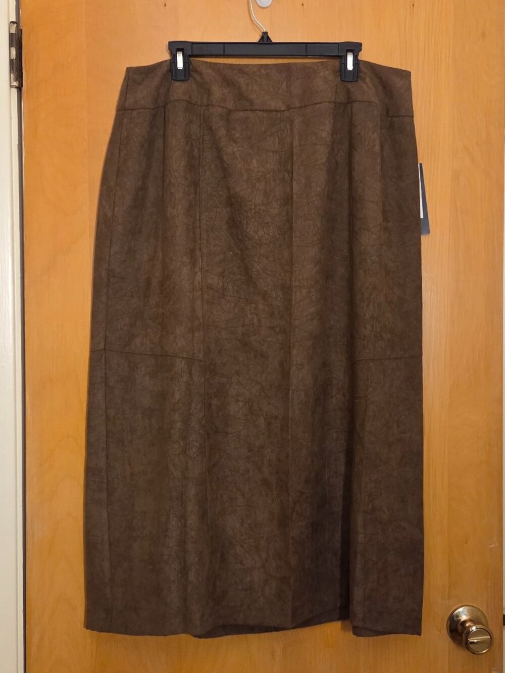 NWT Vtg Norton Mcnaughton Faux Suede Selva Maxi Skirt Size 16W Lt Espresso Brown